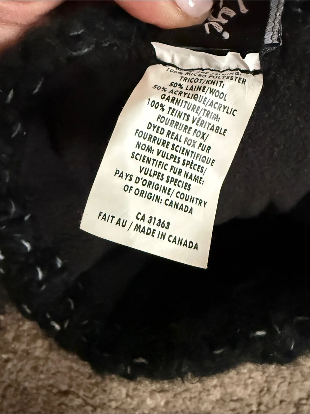 KYI KYI Black Chunky Ribbed Knit Beanie w/ shimmery black knit Faux Fur Pom Pom